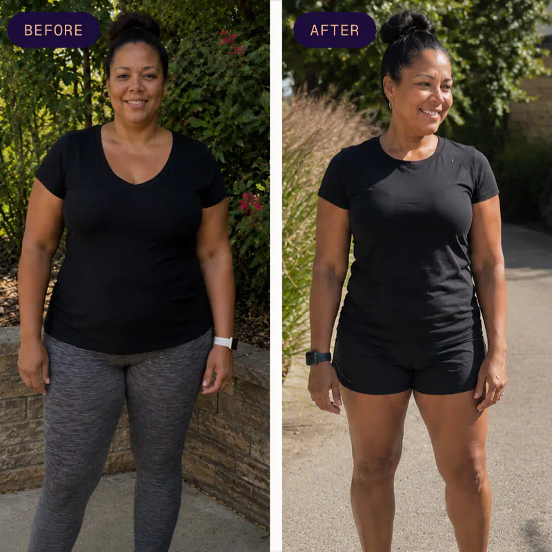Before and after photos of Susan