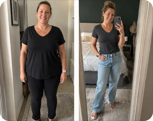 Before and after photos of Amy